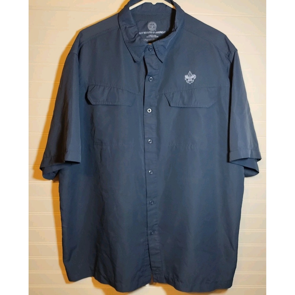 Boy Scouts of America Button‎ Up Shirt Men's Xl Blue Short Sleeve Hiking Vented